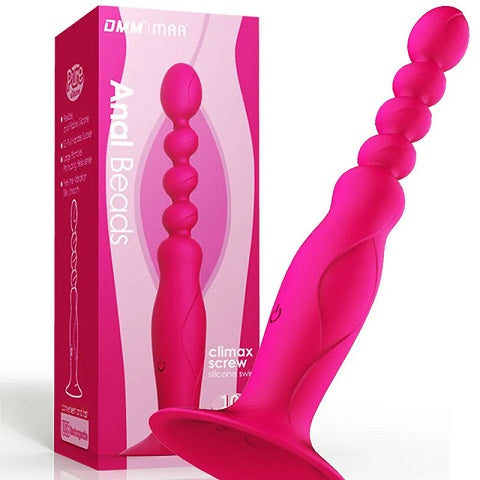 Vibrating Anal Beads with Suction Cup Rose/Pink